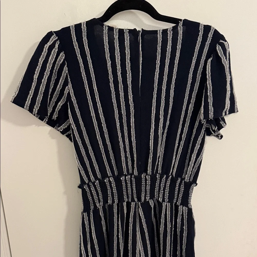 Anthropologie Dolan Navy Sz Small Left Coast Cotton Stripe Wide Leg Jumpsuit - Picture 7 of 9